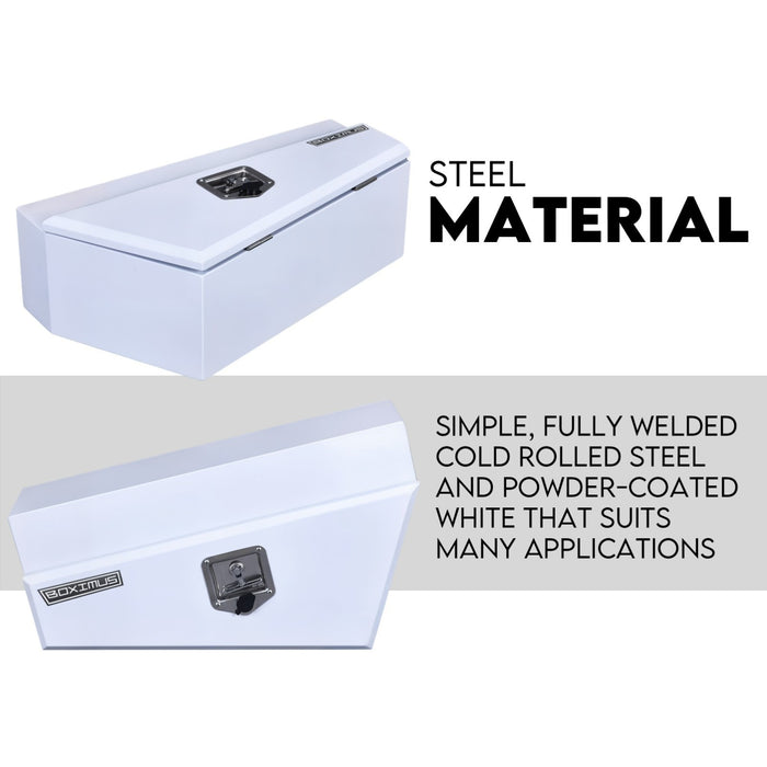Under Tray Tool Box Underbody Pair Set 750mm White Steel