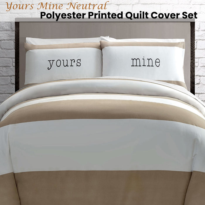 Big Sleep Yours Mine Neutral Quilt Cover Set Single