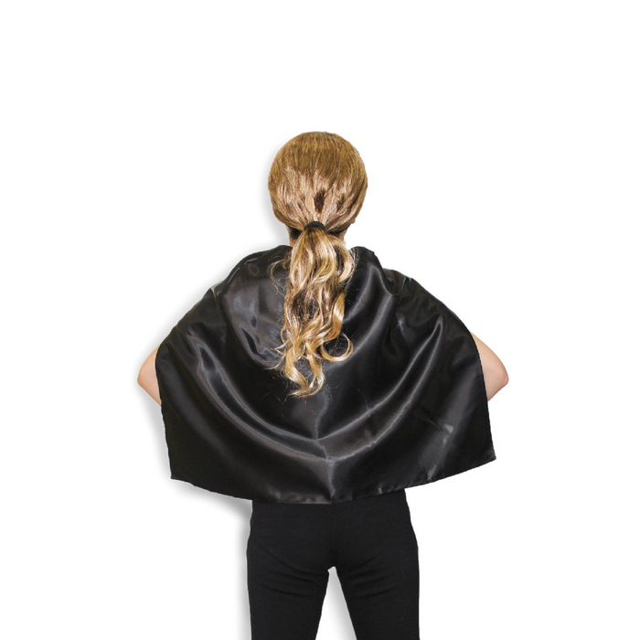 SHORT CAPE Kids Childrens Party Costume Vampire Coat School Team Colours - Black