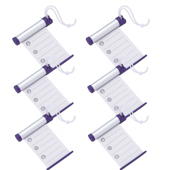 6x Funky Luggage Cylinder Tag Rollout Label for Address Details - Silver/Blue