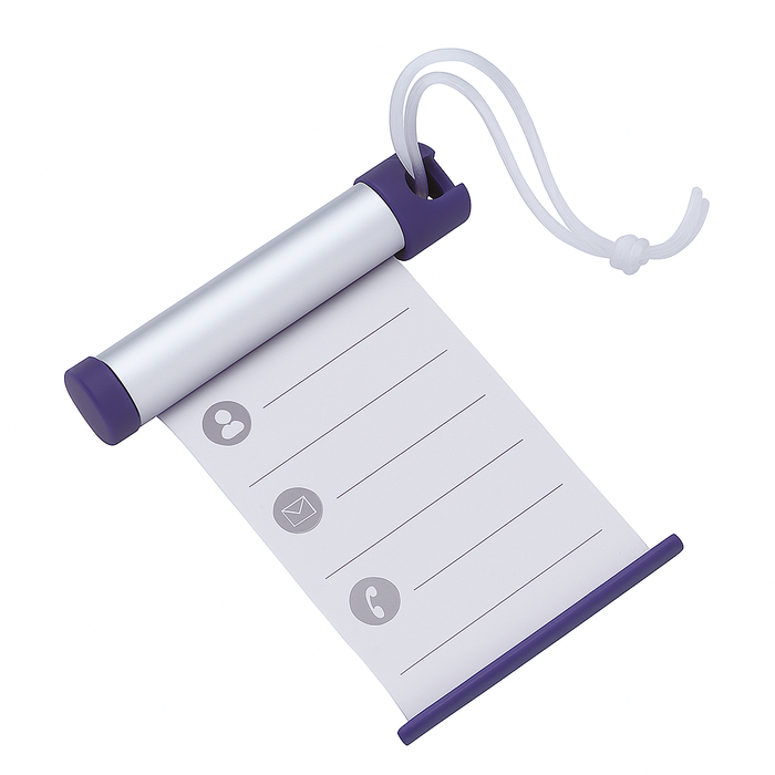 6x Funky Luggage Cylinder Tag Rollout Label for Address Details - Silver/Blue
