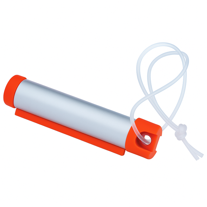 6x Funky Luggage Cylinder Tag Rollout Label for Address Details - Silver/Orange