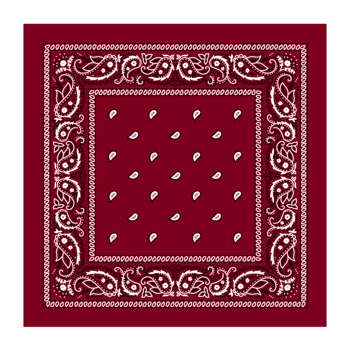 BANDANA Paisley 100% COTTON Head Wrap Durag Bandanna Summer Biker Scarf Mask - Burgundy