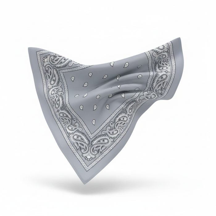 BANDANA Paisley 100% COTTON Head Wrap Durag Bandanna Summer Biker Scarf Mask - Grey