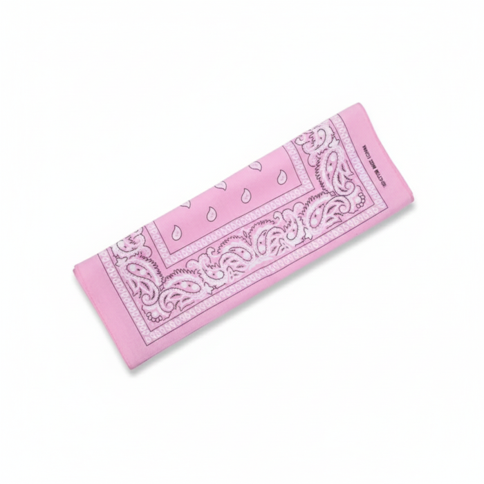 BANDANA Paisley 100% COTTON Head Wrap Durag Bandanna Summer Biker Scarf Mask - Light Pink