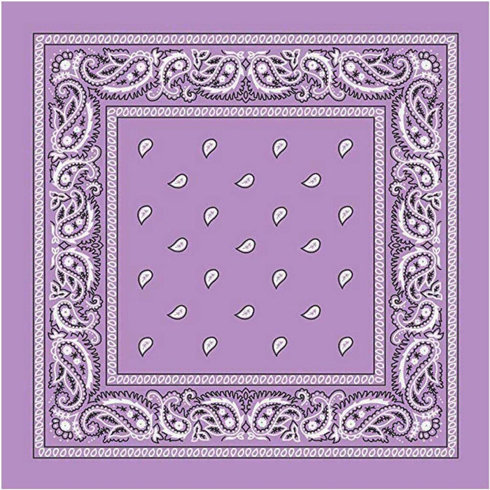 BANDANA Paisley 100% COTTON Head Wrap Durag Bandanna Summer Biker Scarf Mask - Lilac
