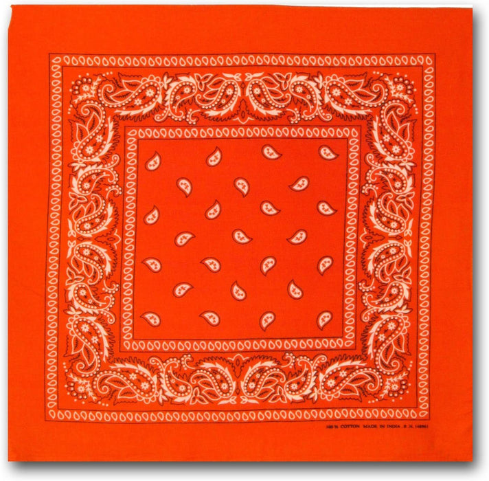 BANDANA Paisley 100% COTTON Head Wrap Durag Bandanna Summer Biker Scarf Mask - Orange