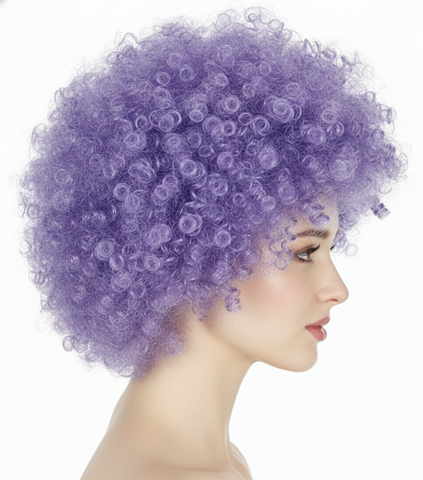 Mens DELUXE AFRO WIG Curly Hair Costume Party Fancy Disco 70s 80s Dress Up - Purple