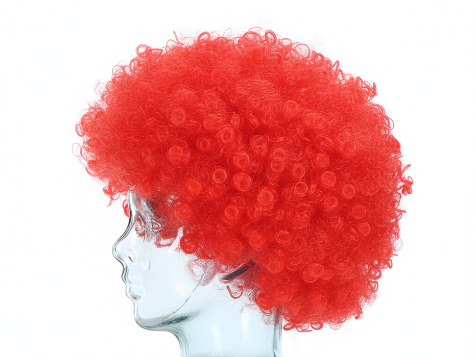 Mens DELUXE AFRO WIG Curly Hair Costume Party Fancy Disco 70s 80s Dress Up - Red
