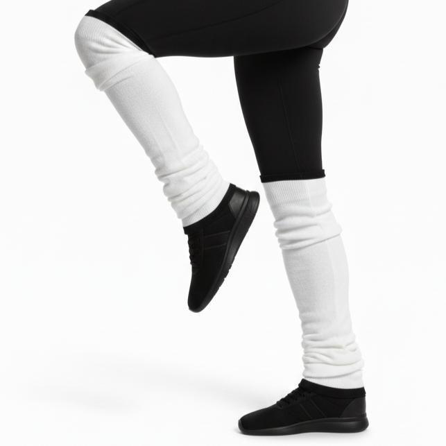 LEG WARMERS Knitted Womens Neon Party Knit Ankle Fluro Dance Costume 80s Pair - White