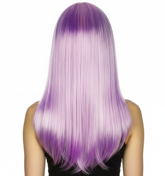LONG WIG Straight Party Hair Costume Fringe Cosplay Fancy Dress 70cm Womens - Light Purple (22457)
