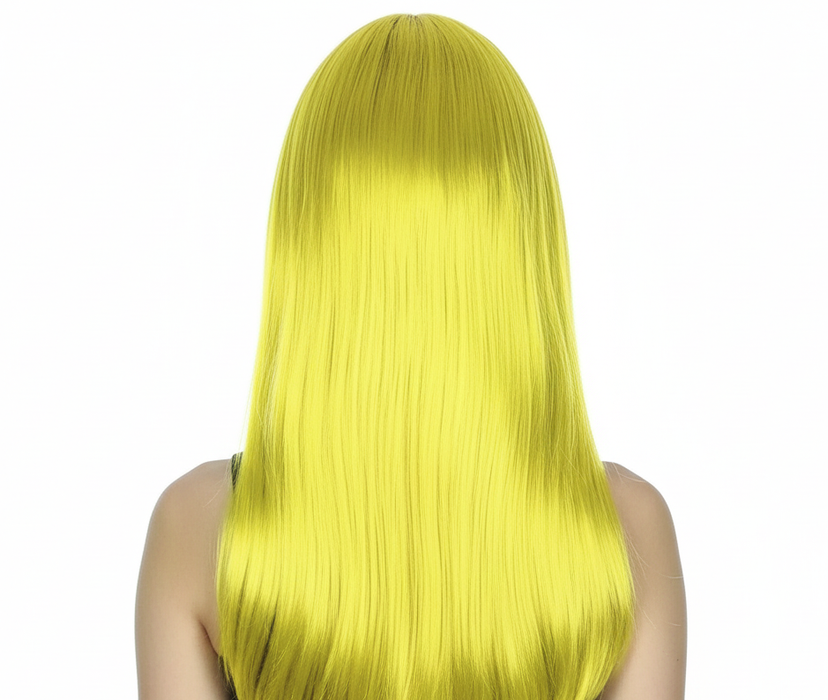 LONG WIG Straight Party Hair Costume Fringe Cosplay Fancy Dress 70cm Womens - Yellow (22461)
