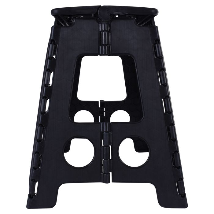 125kg Plastic Folding Step Stool 39cm Portable Chair Flat Indoor/Outdoor Home - Black