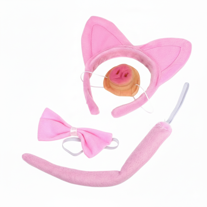 4pcs PIGGY SET Party Costume Accessories Animal Headband Bow Tie Nose Halloween