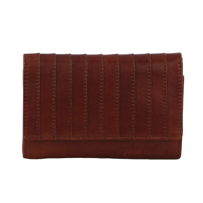 Pierre Cardin Womens Leather Wallet Stich Design Large Tri-Fold in Tan Brown