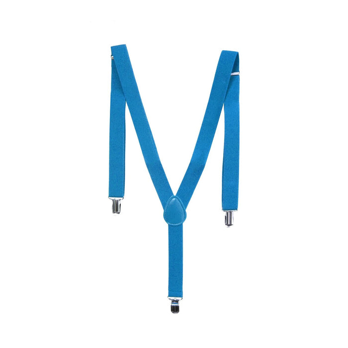 Mens Suspenders Braces Adjustable Strong Clip On Elastic Formal Wedding Slim - Sky Blue