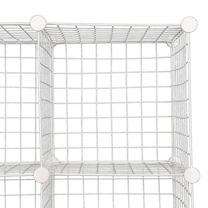 12 Cube Wire Grid Organiser Bookcase Storage Cabinet Wardrobe Closet White
