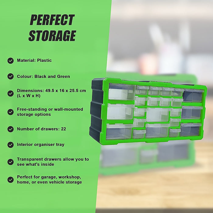 22 Multi Drawer Parts Storage Cabinet Unit Organiser Home Garage Tool Box