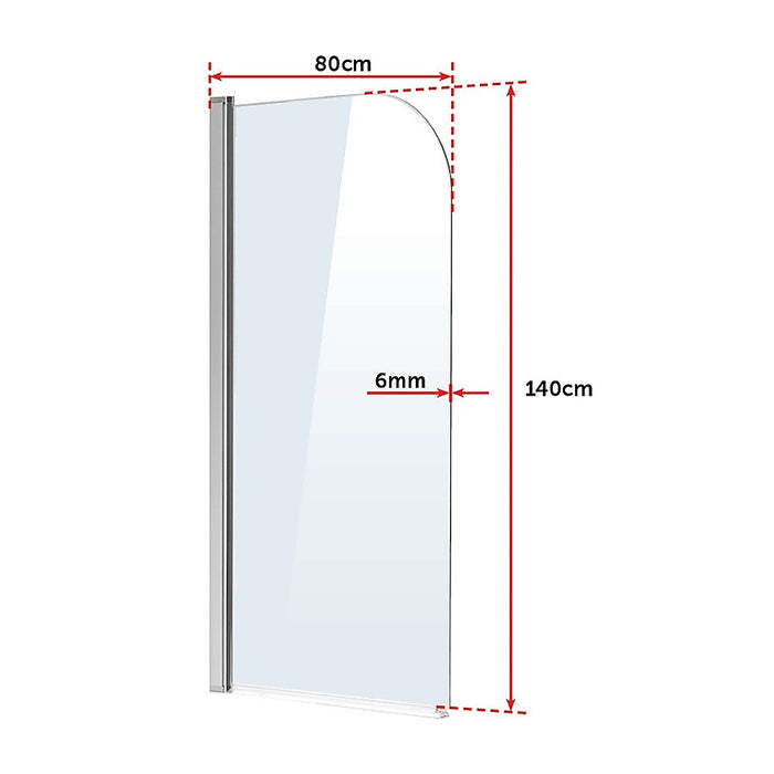 180 Degree Pivot Door 6mm Safety Glass Bath Shower Screen 800x1400mm By Della Francesca