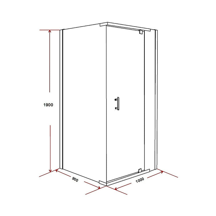 Shower Screen 1000x900x1900mm Framed Safety Glass Pivot Door By Della FrancescaHigh Quality