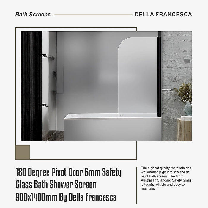 180 Degree Pivot Door 6mm Safety Glass Bath Shower Screen 900x1400mm By Della Francesca