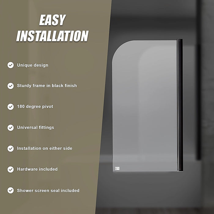 180 Degree Pivot Door 6mm Safety Glass Bath Shower Screen 900x1400mm By Della Francesca