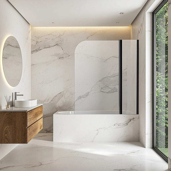 180 Degree Pivot Door 6mm Safety Glass Bath Shower Screen 1200x1400mm By Della Francesca