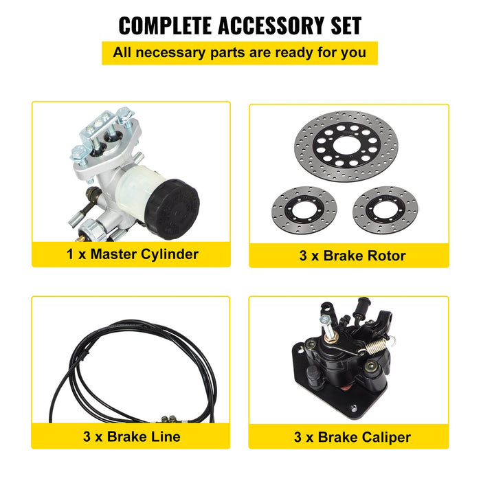 VEVOR Go Kart Brake Master Cylinder Kit Go Kart Hydraulic Brake Kit Universal Go Karts Brake Kit Complete Including Master Cylinder, Hose, Caliper, Pad for 150cc Automotive