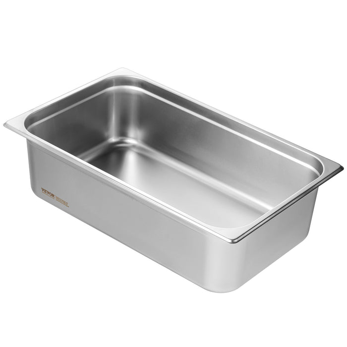 VEVOR 6 Pack Hotel Pans, Full Size Anti-Jam Steam Pan, 0.8mm Thick Stainless Steel Restaurant Steam Table Pan, 6-Inch Deep Commercial Table Pan, Catering Storage Food Pan, for Industrial & Scientific
