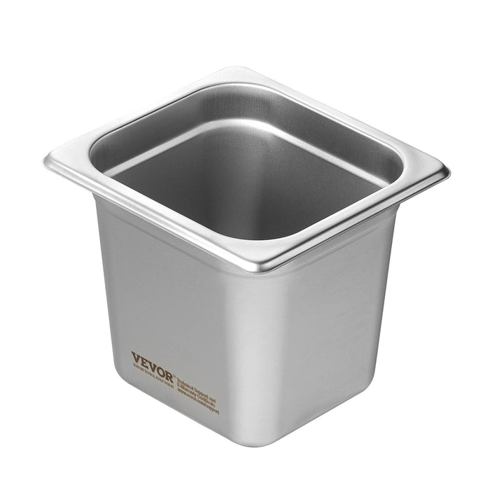 VEVOR 6 Pack Hotel Pans, 1/6  Size Anti-Jam Steam Pan, 0.8mm Thick Stainless Steel Restaurant Steam Table Pan, 6-Inch Deep Commercial Table Pan, Catering Storage Food Pan, for Industrial & Scientific