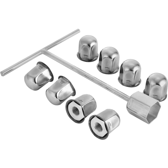 VEVOR Polished 19.5" 10 Lug Wheel Simulators Stainless Steel Bolt Kit Hubcap Kit Fit for 2005-2020 Ford F450/F550 2WD Trunk Dually Wheel Cover Set