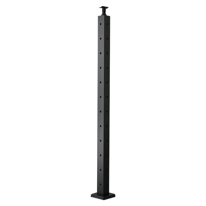 Cable Railing Post, 106.7x5x5cm Corner Railing Post, with L-Shaped Pre-Drilled Holes, Stainless Steel Cable Rail Post with Horizontal and Curved Bracket, 1-Pack, Black, 1JZLGZXHS1065S1EW001V0