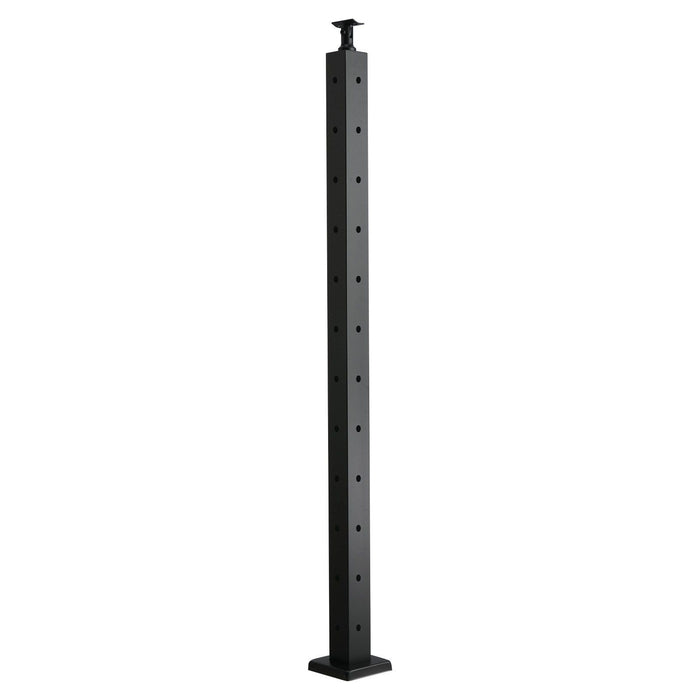 Cable Railing Post, 106.7x5x5cm Corner Railing Post, with L-Shaped Pre-Drilled Holes, Stainless Steel Cable Rail Post with Horizontal and Curved Bracket, 1-Pack, Black, 1JZLGZXHS1065S1EW001V0