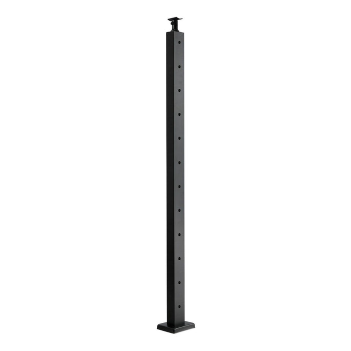 Cable Railing Post, 106.7x5x5cm Level Deck Stair Posts, 1-Pack Stainless Steel Cable Handrail Post, Pre-Drilled Pickets with Mounting Bracket Stair Railing Kit, Black, 1JZLGZXHS106AWJO6001V0