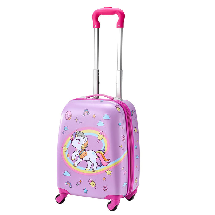 VEVOR Kids Luggage Set, 2 Piece, 45.7 cm Hardside Rolling Wheels Suitcase with Hard-Shell Backpack, Unicorn Kids Carry on Luggage Set, Holiday Birthday Present for Girls & Boys, Airline Approved