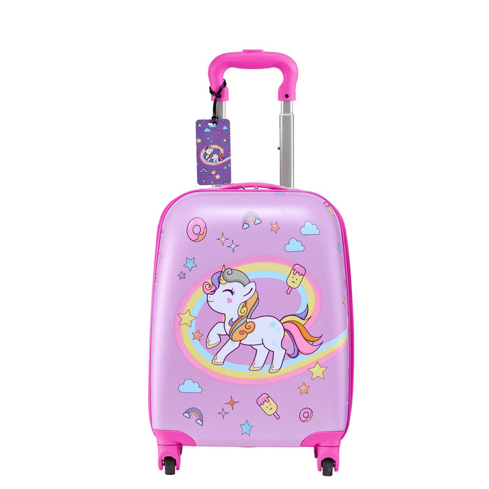 VEVOR Kids Luggage Set, 2 Piece, 45.7 cm Hardside Rolling Wheels Suitcase with Hard-Shell Backpack, Unicorn Kids Carry on Luggage Set, Holiday Birthday Present for Girls & Boys, Airline Approved