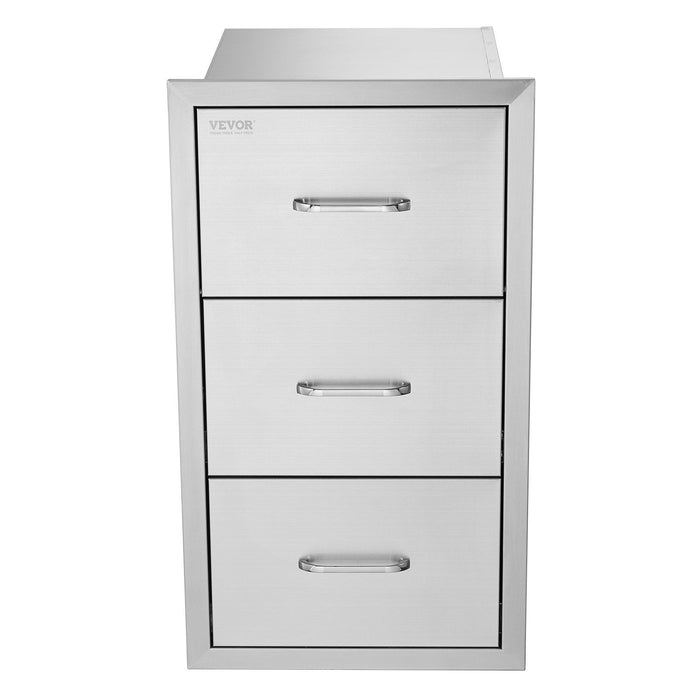 Flush triple access drawer raised style height triple drawer, 76 x 43 cm,stainless steel
