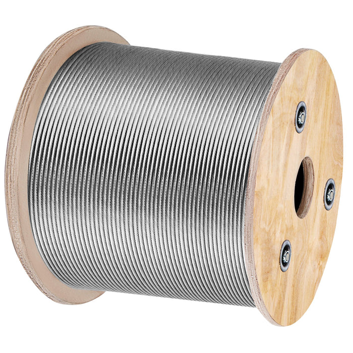 VEVOR 1/8 Stainless Steel Cable Railing 500ft, Wire Rope 316 Marine Grade, Braided Aircraft Cable 7x7 Strands Construction for Deck Rail Balusters Stair Handrail Porch Fence