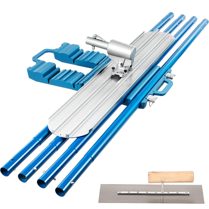VEVOR Bull Float Magnesium Concrete Float 48 x 8" Round End Concrete Float Tool Cement Tool Bull Concrete Kit Bull Float with 4 Float Handle Bull Float Bracket Concrete Tools Finishing Bull Float