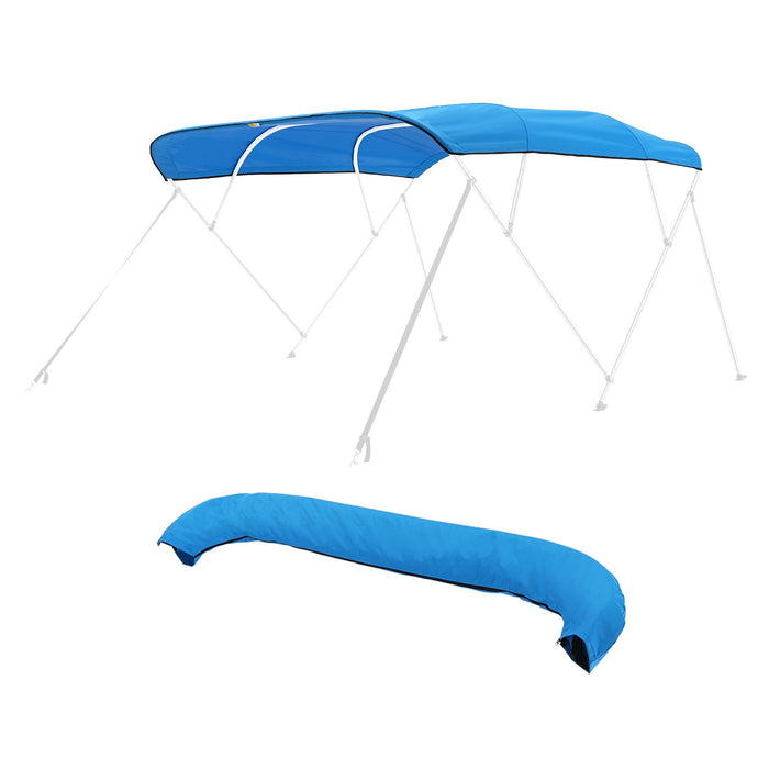 VEVOR 4 Bow Boat Bimini Tops, 600D Polyester Canopy, Waterproof & Sun Protection Boat Awning Canopy with Storage Bag, Bimini Top Replacement, 96"Lx(91"-96")W, Pacific Blue (Support Frame Not Included)