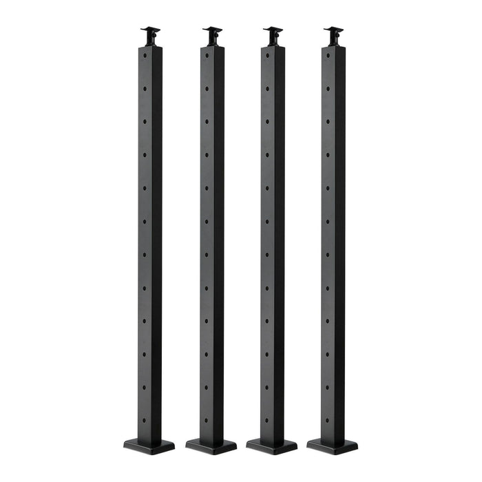 4-Pack Cable Railing Post, 1067x25x50 mm Horizontal-Hole Deck Railing Post with Pre-Drilled Holes, Stainless Steel Cable Rail Post with Horizontal and Curved Bracket, Black, 4JZLGZXHS106REP67001V0