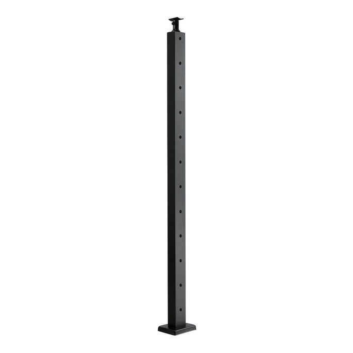 4-Pack Cable Railing Post, 1067x25x50 mm Horizontal-Hole Deck Railing Post with Pre-Drilled Holes, Stainless Steel Cable Rail Post with Horizontal and Curved Bracket, Black, 4JZLGZXHS106REP67001V0
