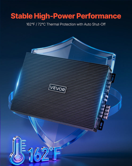 Car Audio Amplifier, 4-Channel Bridgeable Car Amplifier, Multichannel Class AB Stereo Amp, Max. 4 x 200W at 4 Ohms / 4 x 400W at 2 Ohms, High Output, for SUVs, Pickups, and Off-Road Vehicles