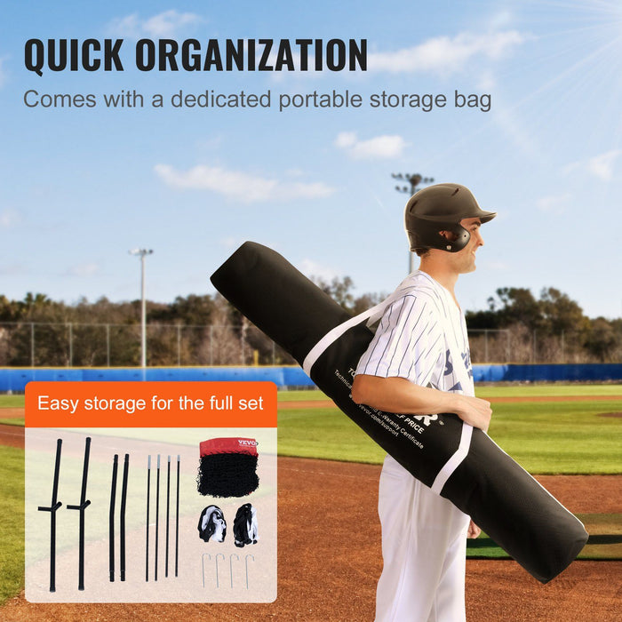 5x5 Baseball Softball Practice Net, Portable Baseball Training Net for Hitting Batting Catching Pitching, Backstop Baseball Equipment with Bow Frame, Carry Bag, Strike Zone, Ball, Batting Tee