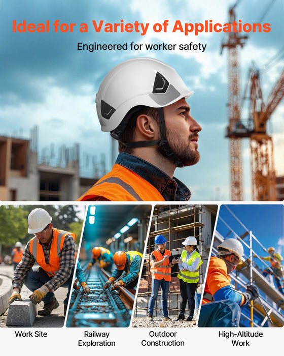 VEVOR Safety Helmet, ANSI/ISEA Z89.1 Approved ABS Safety Hard Hat with 6-Point Ratchet Suspension, Adjustable Vented Hardhat for Men Women Adults, for Outdoor Indoor Industrial Construction Workwear