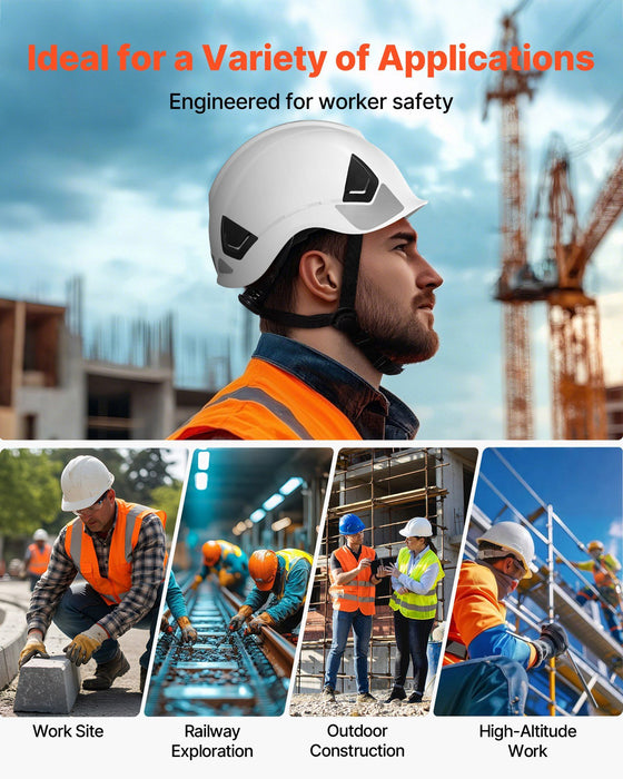 Construction Safety Helmet, ANSI/ISEA Z89.1 Approved ABS Safety Hard Hat with 6-Point Ratchet Suspension, Adjustable Vented Hardhat for Men Women Adults, for Outdoor Indoor Industrial Workwear