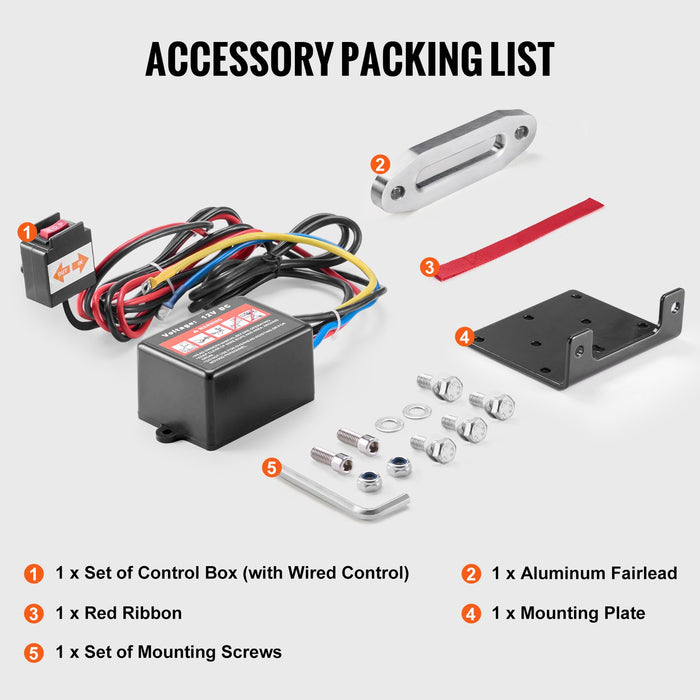 VEVOR Electric Winch, 1588 kg Line Pull Capacity, 12V DC ATV Winch with Φ0.5 x 1188.7 cm 12 Strands Synthetic Rope Aluminum Fairlead Wired Remote Control, IP55 Waterproof for Towing ATV Boat