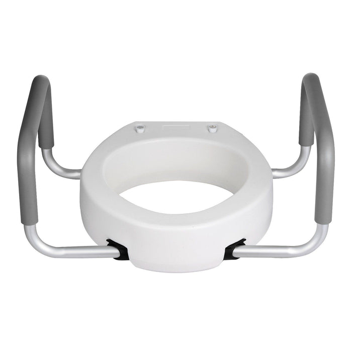 Raised Toilet Seat with Arms, 136.1 kg Load Capacity, 88.9 mm Lift Height, Widened Commode Elevated Toilet Seat Riser with Padded Handles for Seniors, Elderly, Handicap, Disabled, and Adults