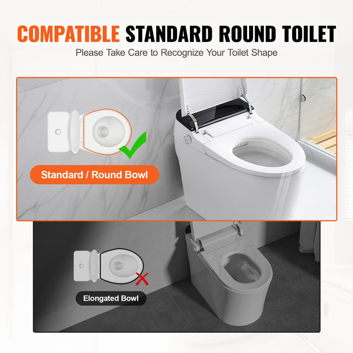 VEVOR Raised Toilet Seat,88.9 mm Height Raised, 136 kg Weight Capacity, for Standard Round Toilet, Aluminum Handrail, with EVA Armrest Padding, for Elderly, Handicap, Patient, Pregnant, Medical