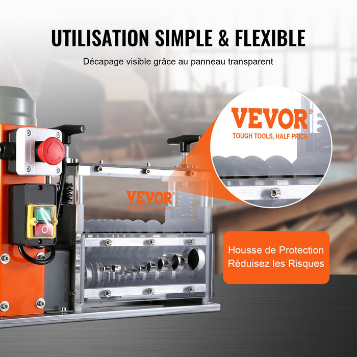VEVOR Automatic Wire Stripping Machine, 0.06''-1.57'' Electric Motorized Cable Stripper, 750 W, 98 ft/min Wire Peeler with Visible Stripping Depth Reference, 10 Channels for Scrap Copper Recycling